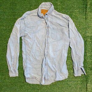 FORGE WORK WEAR MENS CASUAL BUTTON UP SHIRT LONG SLEEVE LIGHT BLUE COTTON SZ LT
